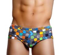 FULUJIDI Badehose Boardshorts Schwimmhose Herren Bademode Badeanzüge Quadratisch Graffiti Surf Swim Slips Bikini Shorts Beach Trunks Shorts XXL Grau