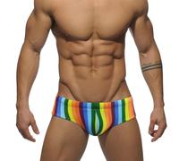 FULUJIDI Badehose Boardshorts Schwimmhose Mode Farbe Spray Bademode Herren Schwimm Anzug Sexy Push-Up Badeanzug Männer Swim Slips Man Beach Sport Surf Bad Kurze Lwaist74-82Cm Stipes