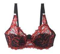 FULUJIDI Damen-BH Bra Damen-BH-Bra-Bra- Ultra Dünne Dicke Büstenhalter Ausgehöhlt Push-Up-Unterwäsche Sexy Spitze Plus Größe Dessous 70E Rot