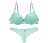 FULUJIDI Damen-BH Bra Spitze Sticks Tangen Damen Plus Größe Push-Up Unterwäsche BH Slip Dessous Cup Für Lady 75C Türkis