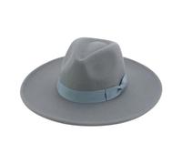 FULUJIDI Fedora Trilby Filzhut Hut Damen Hüte Breite Krempe Flach Band Band Beige Damen Kleid Formal Hut 56-58Cm Grau