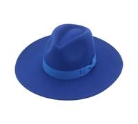 FULUJIDI Fedora Trilby Filzhut Hut Damen Hüte Breite Krempe Flach Band Band Beige Damen Kleid Formal Hut 56-58Cm Blau