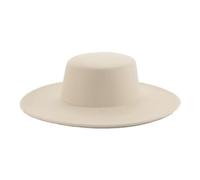 FULUJIDI Fedora Trilby Filzhut Hut Damen Hüte Breite Krempe Flach Band Band Beige Damen Kleid Formal Hut 56-58Cm Beige1