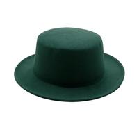 FULUJIDI Fedora Trilby Filzhut Hut Einfarbig Fedora Hut Frauen Männer Flach Top Filz Kappe Elegante Dame 55 To58 cm 26 Dunkelgrün