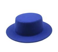 FULUJIDI Fedora Trilby Filzhut Hut Einfarbig Fedora Hut Frauen Männer Flach Top Filz Kappe Elegante Dame 55 To58 cm 08Sapphire Blue