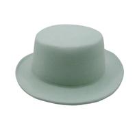 FULUJIDI Fedora Trilby Filzhut Hut Einfarbig Fedora Hut Frauen Männer Flach Top Filz Kappe Elegante Dame 55 To58 cm 24 Mintgrün