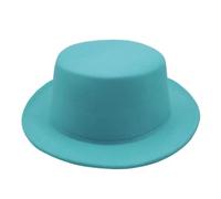 FULUJIDI Fedora Trilby Filzhut Hut Einfarbig Fedora Hut Frauen Männer Flach Top Filz Kappe Elegante Dame 55 To58 cm 03 Lakeblau