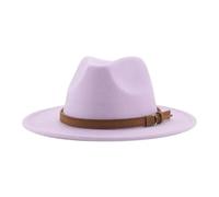 FULUJIDI Fedora Trilby Filzhut Hut Fedora Hüte Für Frauen Männer Breite Krempe Solide Frauen Hüte Band Gürtel Klassische Formale Kleider Hüte 60-62Cm(XL) Lavendel