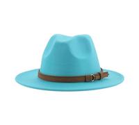 FULUJIDI Fedora Trilby Filzhut Hut Fedora Hüte Für Frauen Männer Breite Krempe Solide Frauen Hüte Band Gürtel Klassische Formale Kleider Hüte 56-58Cm (Erwachsene) Lakebue