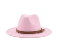 FULUJIDI Fedora Trilby Filzhut Hut Fedora Hüte Für Frauen Männer Breite Krempe Solide Frauen Hüte Band Gürtel Klassische Formale Kleider Hüte 52-54Cm (Kinder) Pink