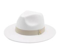 FULUJIDI Fedora Trilby Filzhut Hut Fedora Hut Frauen Hüte Für Frauen Band Männer Hut Breite Krempe Klassisch 60-62Cm(XL) Whites Tar