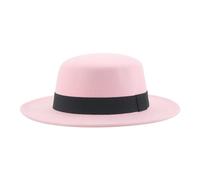 FULUJIDI Fedora Trilby Filzhut Hut Hüte Für Frauen Band Band Gürtel Formal Damen Hüte Street Dancer Pork Top Dome Fedora Hüte 56-58Cm (Erwachsene) Flach-Rosa