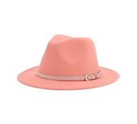 FULUJIDI Fedora Trilby Filzhut Hut Hüte Für Frauen Fedoras Hut Filz Kappen Kleine Gürtel Hochzeit 52-54Cm (Kinder) Peach Pink