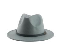 FULUJIDI Fedora Trilby Filzhut Hut Hüte Für Frauen Fedoras Hut Filz Kappen Kleine Gürtel Hochzeit 56-58Cm (Erwachsene) Grau
