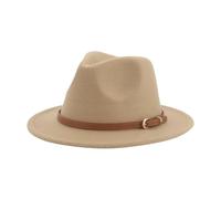 FULUJIDI Fedora Trilby Filzhut Hut Hüte Für Frauen Fedoras Hut Filz Kappen Kleine Gürtel Hochzeit 56-58Cm (Erwachsene) Kamel