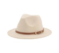 FULUJIDI Fedora Trilby Filzhut Hut Hüte Für Frauen Fedoras Hut Filz Kappen Kleine Gürtel Hochzeit 52-54Cm (Kinder) Beige