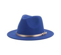 FULUJIDI Fedora Trilby Filzhut Hut Hut Fedoras Mädchen Hut Frauen Hüte Jungen Panama Jazz Caps Gürtel Band Niedlich Outdoor Dekorieren Hut 56-58Cm (Erwachsene) Blau