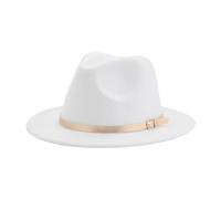 FULUJIDI Fedora Trilby Filzhut Hut Hut Fedoras Mädchen Hut Frauen Hüte Jungen Panama Jazz Kappen Gürtel Band Niedlich Outdoor Dekorieren Hut 56-58Cm (Erwachsene) Weiß