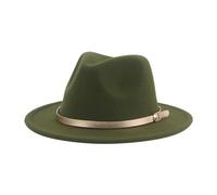 FULUJIDI Fedora Trilby Filzhut Hut Hut Fedoras Mädchen Hut Frauen Hüte Jungen Panama Jazz Kappen Gürtel Band Niedlich Outdoor Dekorieren Hut 56-58Cm (Erwachsene) ArmyGreen