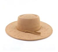 FULUJIDI Fedora Trilby Filzhut Hut Konkave Top Große Breite Krempe Fedora Hüte Für Frauen Männer Klassische Filz Party Kirche Hüte Boater Jazz Cap 56-58Cm Kamel