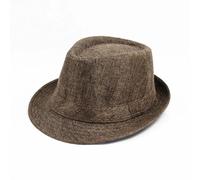 FULUJIDI Fedora Trilby Filzhut Hut Leinen Tuch Panama Solid Jazz Hut Cowboy Männer Sonnenhut Eimer Hut Für Männer Linen Coffee