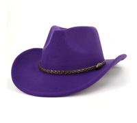 FULUJIDI Fedora Trilby Filzhut Hut Westlicher Cowboy Hut Breite Krempe Top Fedora Hut Männer Kirche Hüte Frauen Elegante Party Filz Mütze