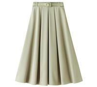 FULUJIDI Hübscher Rock Damen Retro-Rock In A-Linie Mit Hoher Taille Schlankmachender Halbrock Kommt Mit Taillengürtel Einheitsgröße Grün