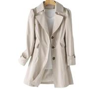 FULUJIDI Jacke Jacken Lässige Übergroße Zweireihige Schlanke Trenchjacke Damen Wind Breaker Klassiker Elegant Chic Damen 4XL Beige