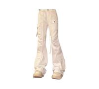 FULUJIDI Jeans Pantalon Jeanshosen Frauen Trend Hosen Jogging Hose Cargo Hose L Weiß