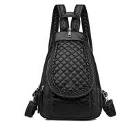 FULUJIDI Rucksäcke Daypacks Weicher Pu-Leder Rucksack Damen Kleine Brusttaschen Mode Schult Asche Freizeit Umhängetaschen Für Damen 24Cm X 12Cm X 30Cm Schwarz-3
