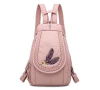 FULUJIDI Rucksäcke Daypacks Weicher Pu-Leder Rucksack Damen Kleine Brusttaschen Mode Schult Asche Freizeit Umhängetaschen Für Damen 24Cm X 12Cm X 30Cm Rosa-7