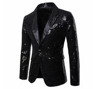 FULUJIDI Sakkos Anzüge Glänzend Gold Pailletten Glitzer Verzierte Blazer Jacke Herren Prom Anzug Blazer Herren Kostüm Bühnen Kleidung Für Sänger XXL Schwarz