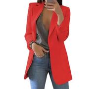 FULUJIDI Sakkos Anzüge Klassischer Büro-Damen-Mantel Mit Futter Blazer Farben Kälte Beständig Frauen Offene Vordere Freizeit Jacke Blazer 4XL Rot
