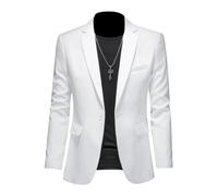 FULUJIDI Sakkos Anzüge Mode Anzug Herren Schlanke Anzug Jacke Business Office Anzug Lässig Einfarbig Anzug Jacke Asian Miseurxxs Weiß