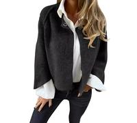 FULUJIDI Strickjacke Pullover Cardigan Damen Kurz Mantel Lose Langarm Einfarbig Jacke Outdoor Mantel L Schwarz