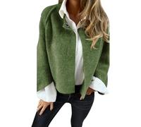 FULUJIDI Strickjacke Pullover Cardigan Damen Kurz Mantel Lose Langarm Einfarbig Jacke Outdoor Mantel S Grün