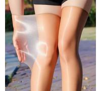 FULUJIDI Strümpfe Dünne Atmungsaktive Öl Glänzend Seidig Transparent Nylon Oberschenkel Hohe Strümpfe Für Strumpfband Einheitsgröße Kaffee