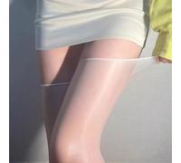 FULUJIDI Strümpfe Glänzende Seidenstrümpfe Club Damen Dessous Sexy Transparente Kniestrümpfe Glänzende Strümpfe Einheitsgröße Weiß