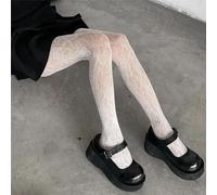 FULUJIDI Strümpfe Mode Gothic Blume Aushöhlen Sexy Strumpfhose Frauen Wein Rot Strumpfhose Hohe Elastische Hipster Leggings Einheitsgröße Weiß