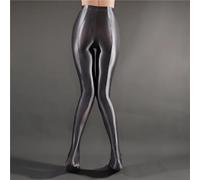 FULUJIDI Strümpfe Plus Size Öl Glänzende Strumpfhose Glänzender Satin Frauen Sexy Sport Fitness Leggings L Grauschließenschritt