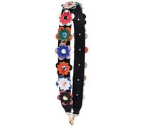 FULUJIDI Taschenriemen Taschen Gurt Mode Niet Blume Zubehör Handtasche Griff Träger Taschen Schulter Cross Body Gürtel Strap Silber Hänger Schwarz