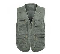 FULUJIDI Weste Vest Herren Jeansweste Baumwollweste Casual Multi Pocket Fotografie Outdoor Herrenweste Übergröße 7XL Militärgrün