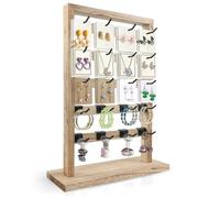 Fumingpal Ohrringständer zum Verkauf, Schmuckständer aus Holz mit 20 abnehmbaren Haken, 5-stöckiger Schmuck-Organizer für Ohrringkarten, Halsketten, Armbänder, Schlüsselanhänger (Eiche)