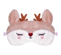 FUNAUPGO Weihnachten Rentier Augenmaske, Süße Tier Lustige Rudolph Schlafmaske Weich Plüsch Augenbinde Schlafbrille Augen Abdeckung für Kinder Erwachsene Mädchen Jungen Mädchen Damen (Rentier, Weiß)