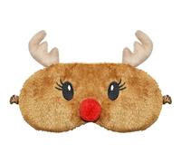 FUNAUPGO Weihnachten Rentier Augenmaske, Süße Tier Lustige Rudolph Schlafmaske Weich Plüsch Augenbinde Schlafbrille Augen Abdeckung für Kinder Erwachsene Mädchen Jungen Mädchen Damen (Rentier, Braun)