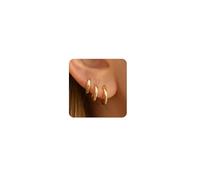 FUNEIA 3 Paar Creolen Silber 925 / Gold Damen Set 14K Vergoldet Kleine Ohrringe Hypoallergen Wasserfest Mehrere Ohrlöcher Mini Piercings Schmuck