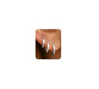 FUNEIA Creolen Set - 3 Paar Silber 925 / Gold Damen 14K Vergoldet Kleine Ohrringe Hypoallergen Wasserfest für Mehrere Ohrlöcher Mini Piercings Schmuck