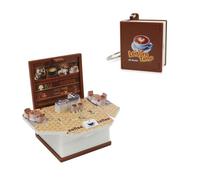 FuninCrea 3D Stereoskopisches Buch Schlüsselanhänger Anhänger Ornament, Pop-Up Mini-Buch Schlüsselanhänger Auto Puzzle Schlüsselanhänger Lustig für die Dekoration Rucksack Schlüssel (Kaffee)