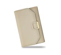 FuninCrea Damen Portemonnaie, PU-Leder Damen Geldbörsen mit ID-Fenster und Münztasche mit Reißverschluss, 7 Kreditkartenfächer Damen Geldbörse Karten Portemonnaie für Karten Münzgeld (Khaki)