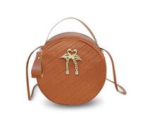 FuninCrea Kleine Umhängetasche Damen mit Handgriff, Umhängetasche Klein Handytasche zum Umhängen Rundschreiben Crossbody Bag Damen Klein mit Reißverschluss und Abnehmbarem Schulterriemen (Braun)